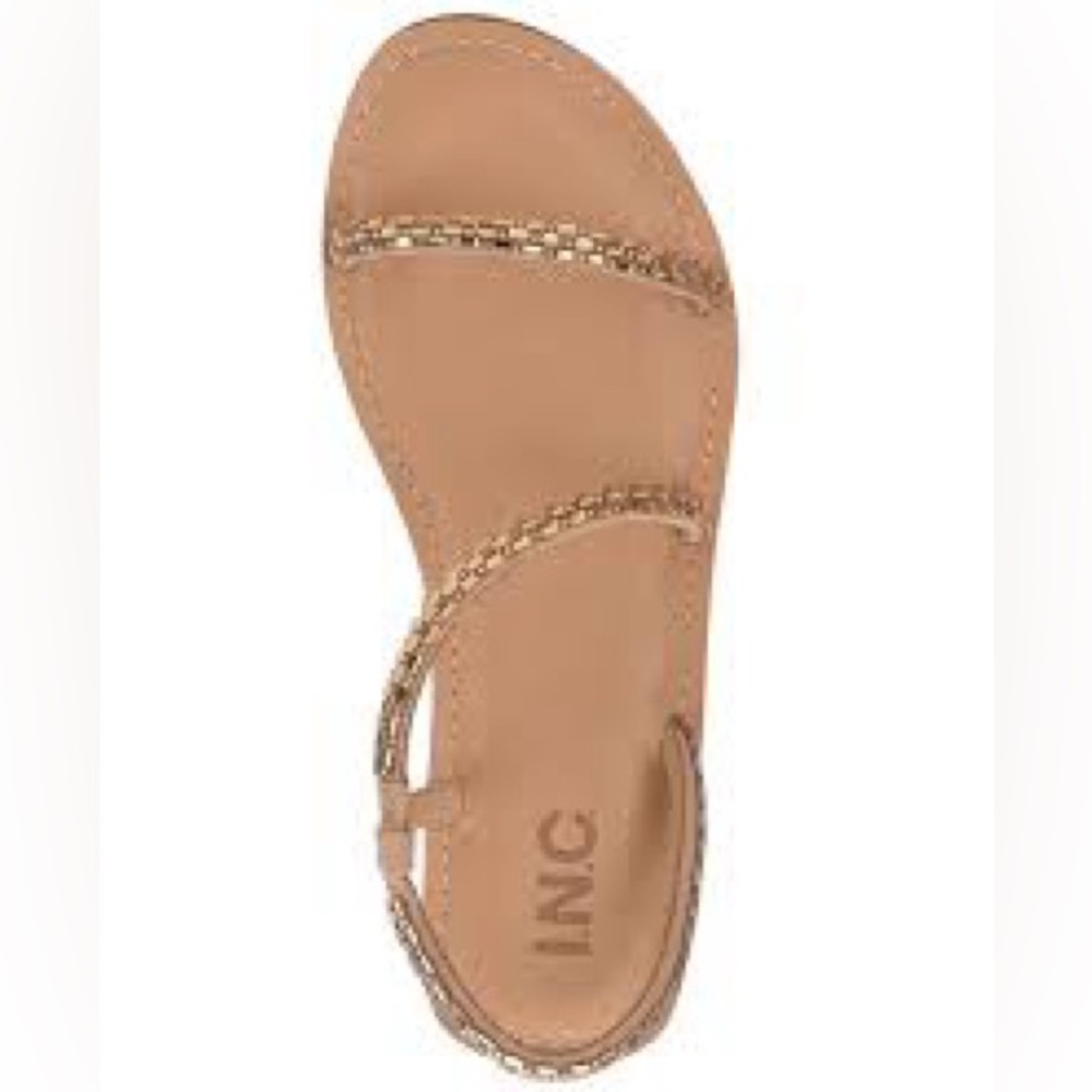 INC Elegant Tan Sandals with Bronze jewels